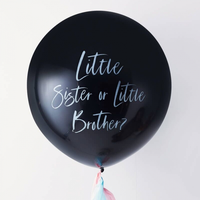 Balon cu Confetti Gender Reveal Little Sister or Little Brother, 90 cm [3]