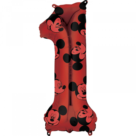 Petrecere Mickey Mouse - Balon Folie Cifra 1 Rosu, Mickey Mouse Forever - 66 cm