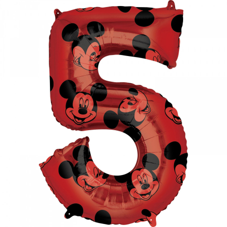 Petrecere Mickey Mouse - Balon Folie Cifra 5 Rosu, Mickey Mouse Forever - 66 cm