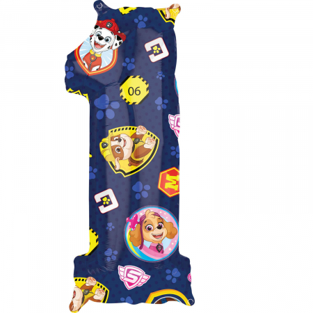 Reduceri - Balon Folie Cifra 1 Patrula Catelusilor - 27 x 66 cm