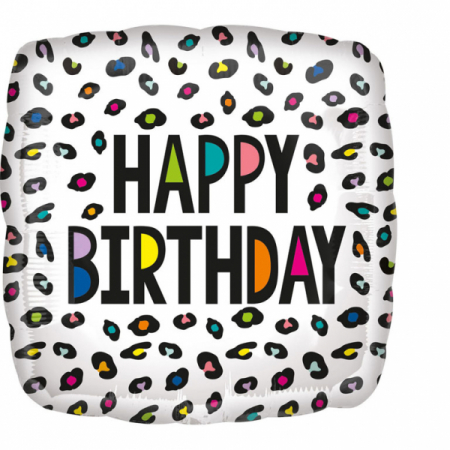 Petrecere Safari - Balon Folie Happy Birthday Rainbow Leopard - 46 cm