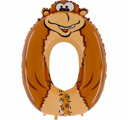 Petrecere 40 Ani - Balon Folie Cifra 0 Gorila, 102 cm