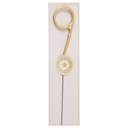 Lumanare Scanteietoare Cifra 9, Auriu, 19.5 cm [0]