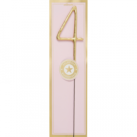 Lumanare Scanteietoare Cifra 4, Auriu, 19.5 cm [0]