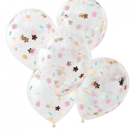 Set 5 Baloane cu confetti florale multicolor - 30 cm [0]