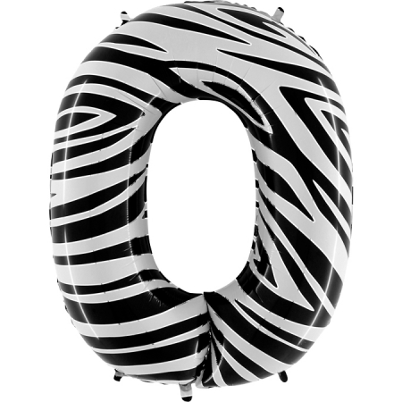 Baloane Cifra - Balon Folie Cifra 0 Zebra, 102 cm