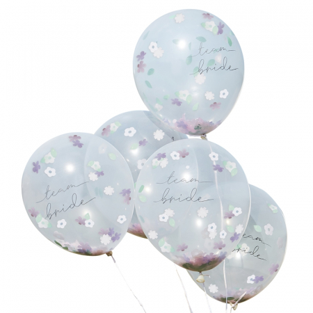 Set 5 Baloane cu confetti florale Team Bride - 30 cm