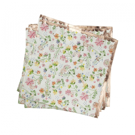 Reduceri - Set 16 Servetele Florale Rose Gold