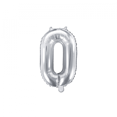 Petrecere 50 ani - Balon Folie Cifra 0 Argintiu, 35 cm