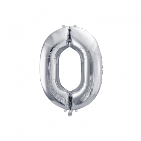 Balon Folie Cifra 0 Argintiu, 86 cm [0]