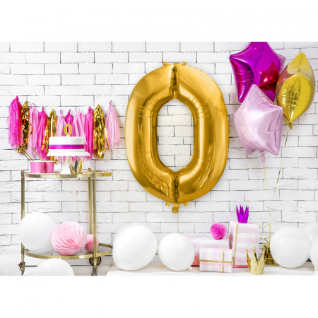 Balon Folie Cifra 0 Auriu, 86 cm [2]