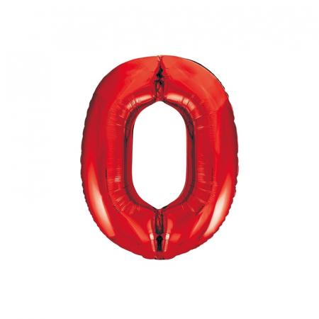 Baloane Cifra - Balon Folie Cifra 0 Rosu, 86 cm