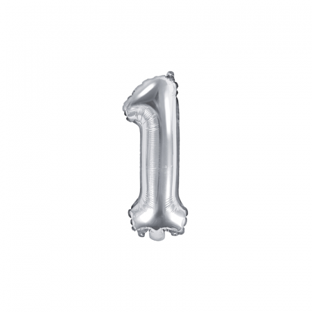 Petrecere Majorat - Balon Folie Cifra 1 Argintiu, 35 cm
