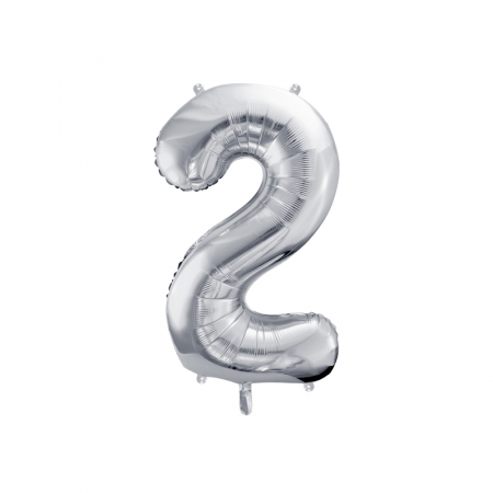 Balon Folie Cifra 2 Argintiu, 86 cm [0]