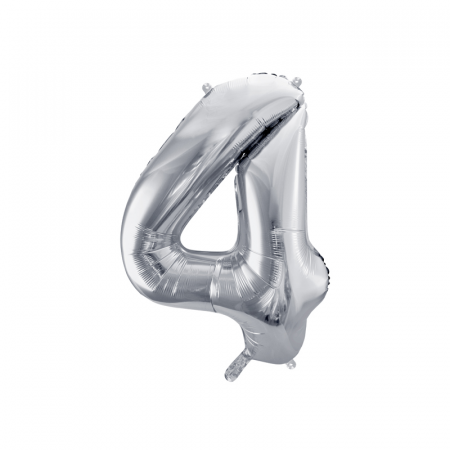 Balon Folie Cifra 4 Argintiu, 86 cm [0]