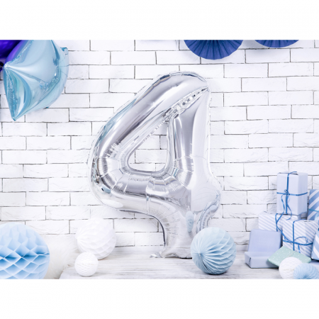 Balon Folie Cifra 4 Argintiu, 86 cm [1]