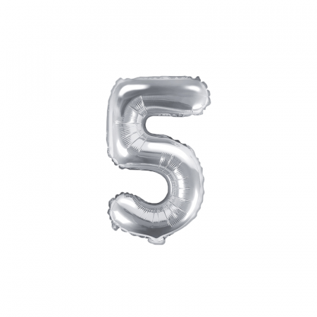 Petrecere 50 ani - Balon Folie Cifra 5 Argintiu, 35 cm