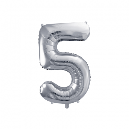 Petrecere 50 ani - Balon Folie Cifra 5 Argintiu, 86 cm