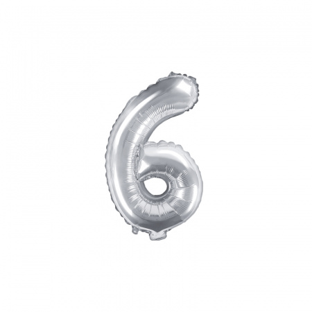 Baloane Cifra - Balon Folie Cifra 6 Argintiu, 35 cm