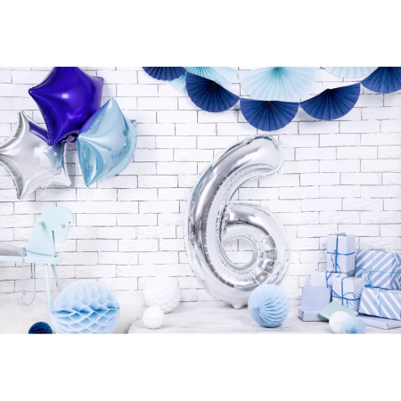 Balon Folie Cifra 6 Argintiu, 86 cm [2]