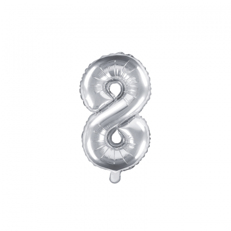 Petrecere Majorat - Balon Folie Cifra 8 Argintiu, 35 cm