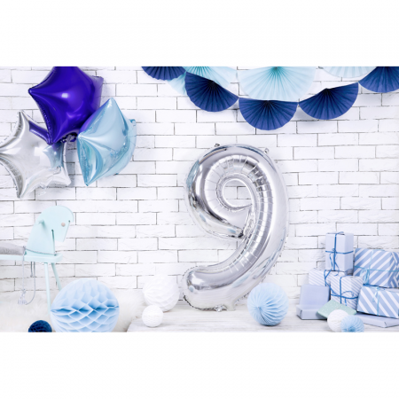 Balon Folie Cifra 9 Argintiu, 86 cm [2]