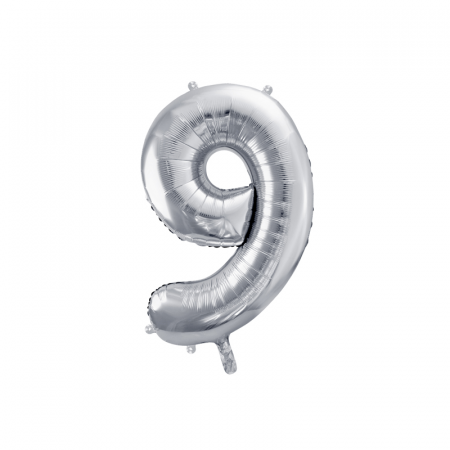 Baloane Cifra - Balon Folie Cifra 9 Argintiu, 86 cm