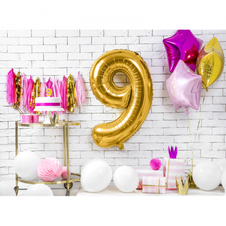 Balon Folie Cifra 9 Auriu, 86 cm [2]