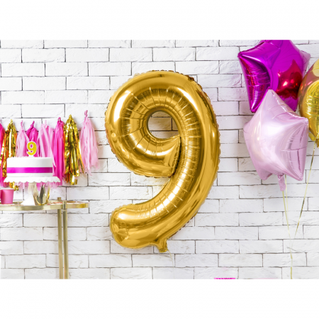 Balon Folie Cifra 9 Auriu, 86 cm [1]