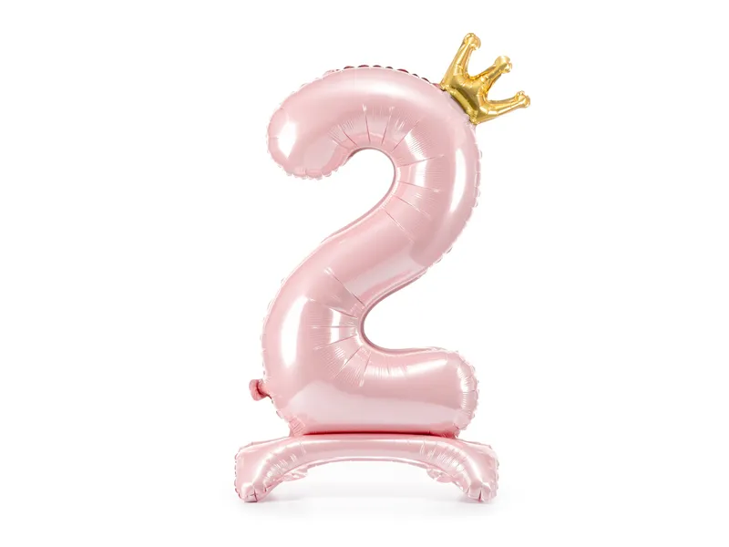 Baloane Cifra - Balon Folie cu Suport Cifra 2, roz, 84 cm