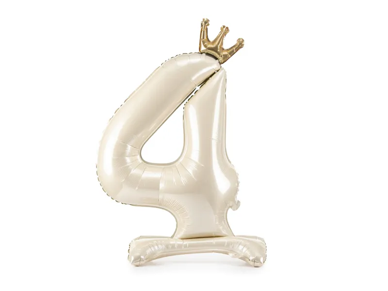 Baloane Cifra - Balon Folie cu Suport Cifra 4, 84 cm, Crem