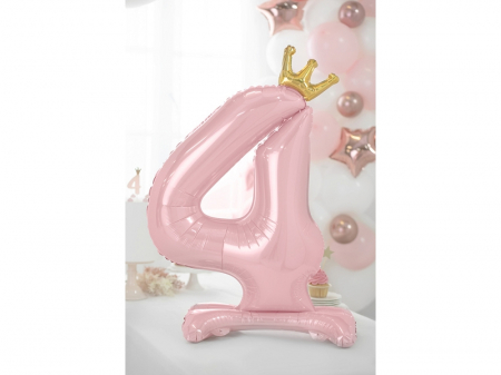 Balon Folie cu Suport Cifra 4, roz, 84 cm [1]