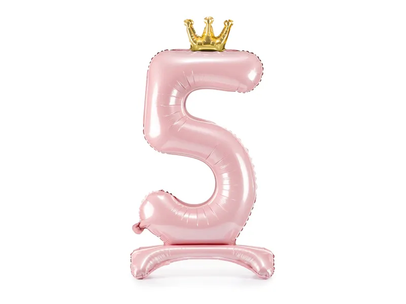 Baloane Cifra - Balon Folie cu Suport Cifra 5, roz, 84 cm