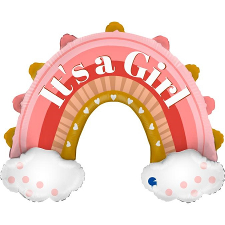 Botez - Balon Folie Curcubeu Roz It's a girl, 79 cm