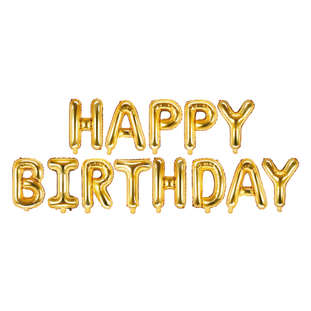 Baloane Folie Happy Birthday Auriu - 340x35 cm