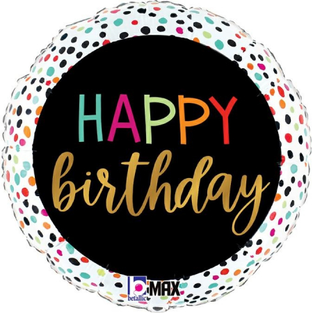 Ocazie - Balon Folie Happy Birthday buline colorate, 46 cm