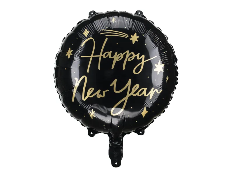 Anul Nou - Balon Folie Happy New Year Negru - 45 cm