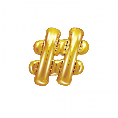 Balon Folie Hashtag, Auriu - 35 cm [0]