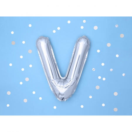 Balon Folie Litera V Argintiu, 35 cm [1]
