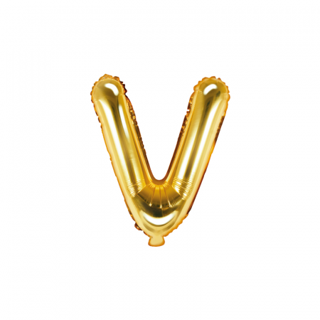 Balon Folie Litera V Auriu, 35 cm [0]
