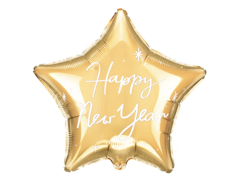 Balon Folie Stea Happy New Year Auriu - 50 cm