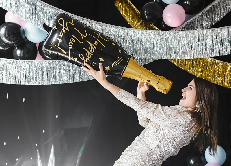 Balon Folie Sticla Sampanie Happy New Year - 98 cm [1]