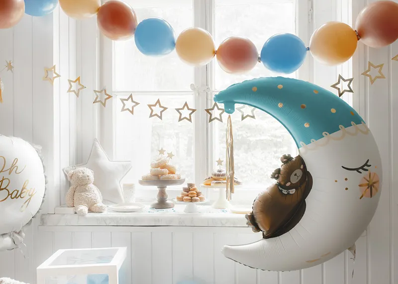 Balon Folie Ursulet pe Luna Albastru - 98 cm [1]