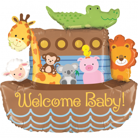 Botez - Balon Folie Welcome Baby Arca lui Noe, 94 cm
