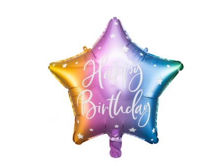 Petreceri Aniversare - Balon Folie Stea Happy Birthday, Multicolor - 40 cm