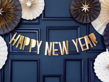 Banner Happy New Year, auriu [2]