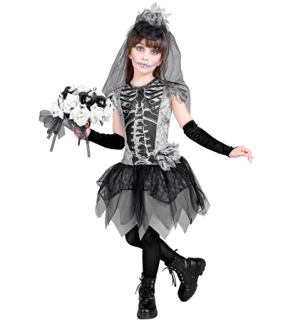 Costume Carnaval fete - Costum Schelet Mireasa Copii