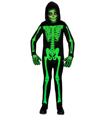 Costume Carnaval Copii - Costum Schelet Verde UV Copii