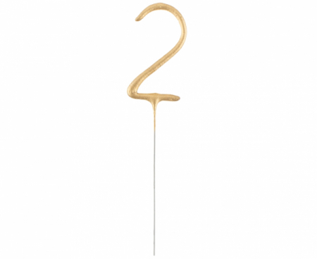 Lumanare Scanteietoare Cifra 2, Auriu, 17 cm [0]