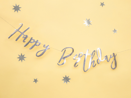Banner Happy Birthday, Argintiu [2]
